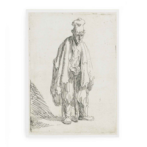 Beggar In A High Cap, Standing And Leaning On A Stick Painting