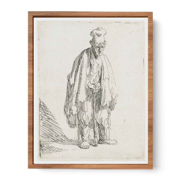 Beggar In A High Cap, Standing And Leaning On A Stick Painting
