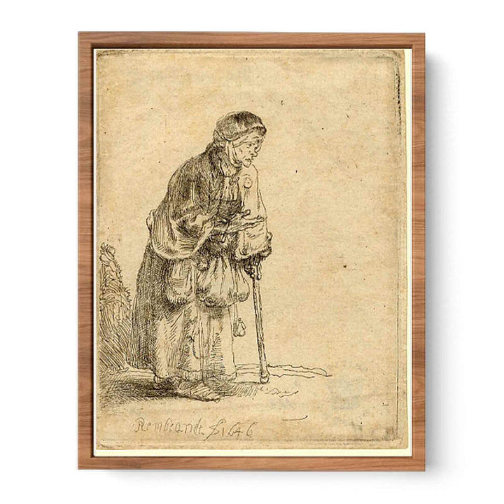 A Beggar Woman leaning on a Stick Painting