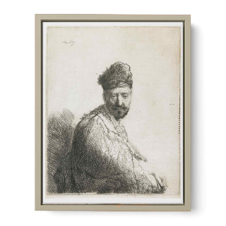 A bearded Man in a furred oriental Cap and Robe the Artist's Father Painting