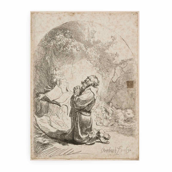 Saint Jerome praying Arched Painting