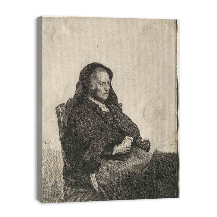 The Artist's Mother seated at a Table looking right Three-quarter Length Painting