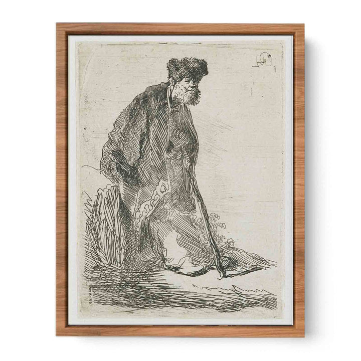 Man In A Coat And Fur Cap Leaning Against A Bank
 Painting