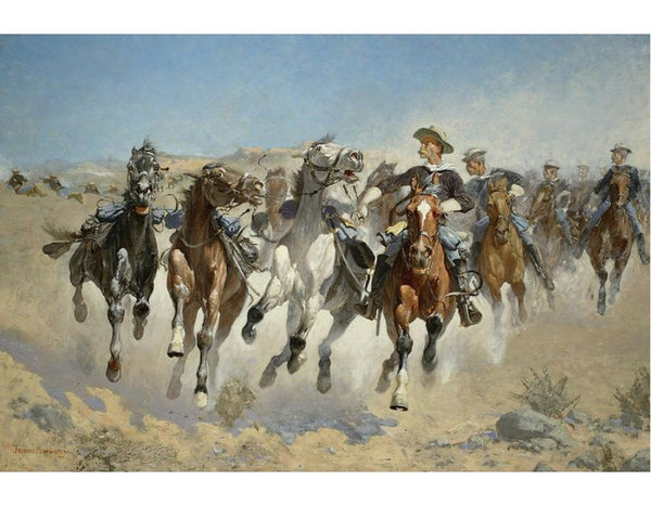 Dismounted, The Fourth Trooper Moving the Led Horses 