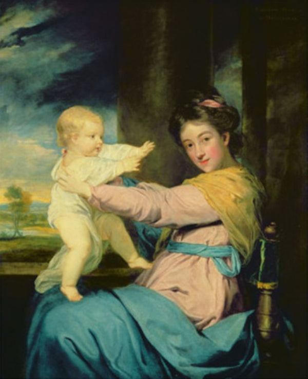 Portrait of Caroline, Duchess of Marlborough with her daughter Lady Caroline Spencer oil on canvas 1764-67 