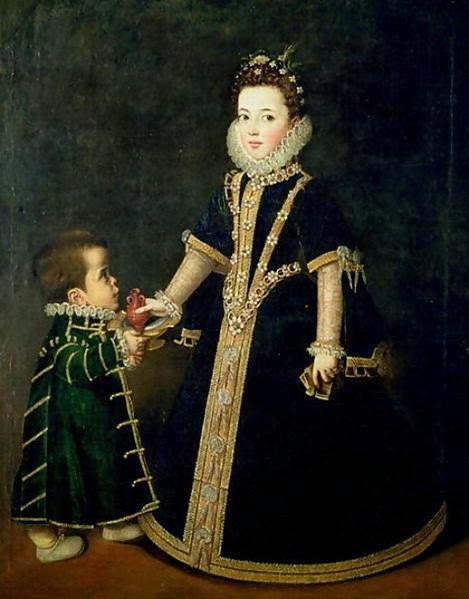 Girl with a dwarf, thought to be a portrait of Margarita of Savoy, daughter of the Duke and Duchess of Savoy, c.1595 
