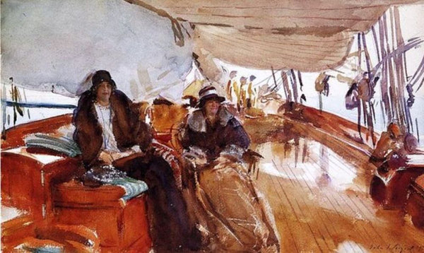 Rainy Day on the Deck of the Yacht Constellation Painting by John Singer Sargent