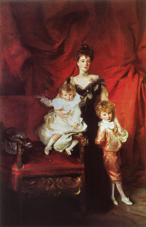 Mrs. Cazalet and Children, Edward and Victor Painting by John Singer Sargent