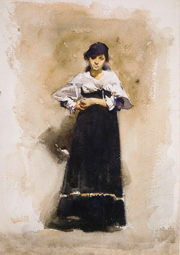 Young Woman with a Black Skirt Early 1880s Painting by John Singer Sargent