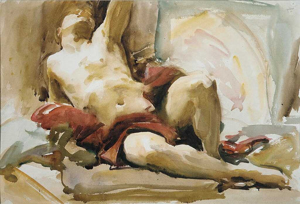 Man with Red Drapery After 1900 Painting by John Singer Sargent