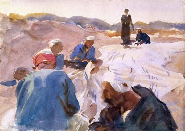 Mending a Sail Painting by John Singer Sargent