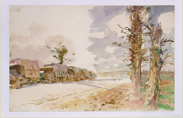 Truck Convoy 1918 Painting by John Singer Sargent