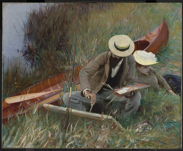 Paul Helleu Sketching With His Wife Painting by John Singer Sargent