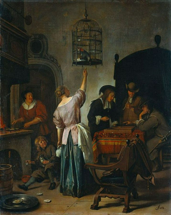 Parrot Cage Painting by Jan Steen