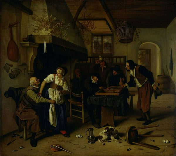 In the Tavern 1660s Painting by Jan Steen