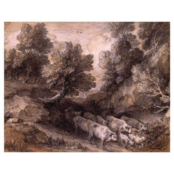 Wooded Landscape with Cattle and Goats 
