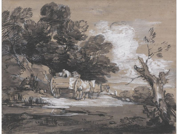 Wooded Landscape with Country Cart and Figures 
