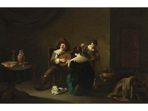 Interior with a Gentleman Playing a Lute and a Lady Singing 1640-42 