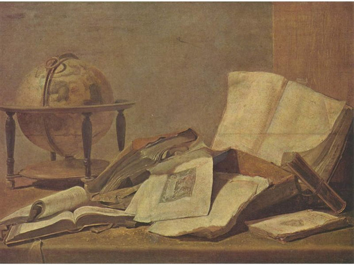 Still life with globe and books 