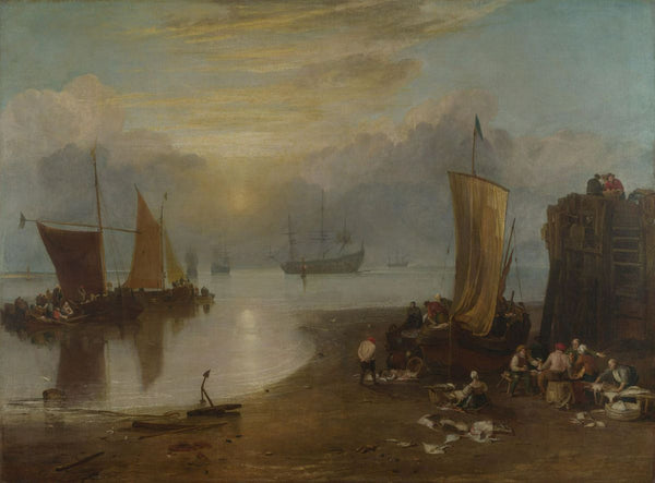 Sun Rising through Vagour; Fishermen Cleaning and Sellilng Fish Painting by Joseph Mallord William Turner