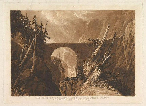 Little Devil's Bridge, from the Liber Studiorum, engraved by Charles Turner, 1809 Painting by Joseph Mallord William Turner
