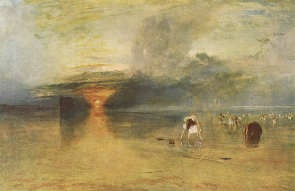 Fish seals collect beach of Calais at ebb-tide, Poissards Painting by Joseph Mallord William Turner