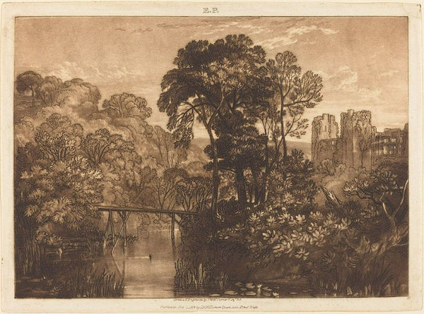 Berry Pomeroy Castle, from the Liber Studiorum, engraved by the artist, 1816 Painting by Joseph Mallord William Turner