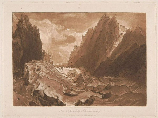 Mer de Glace, Valley of Chamouni, Savoy, from the Liber Studiorum, engraved by the artist, 1812 Painting by Joseph Mallord William Turner