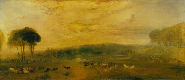 The Lake, Petworth: sunset, fighting bucks Painting by Joseph Mallord William Turner
