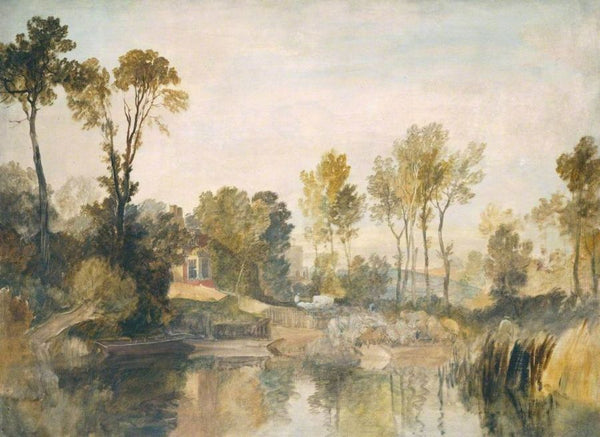 House at the river with trees and a sheep Painting by Joseph Mallord William Turner