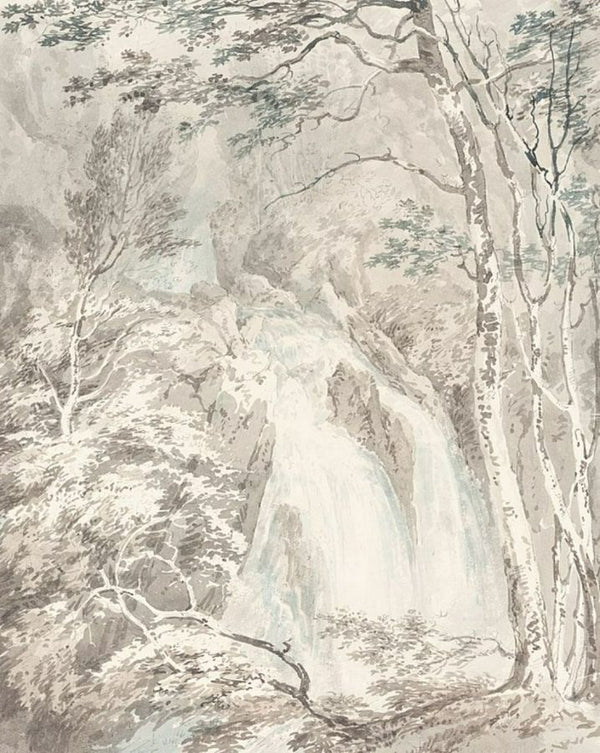 A Waterfall In A Wooded Landscape 