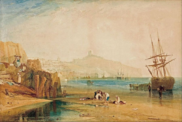 Scarborough Town and Castle: Morning: Boys Catching Crabs Painting by Joseph Mallord William Turner