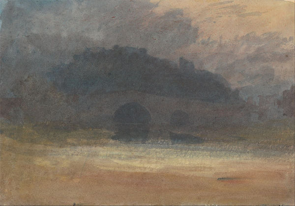 Evening Landscape with Castle and Bridge in Yorkshire, c.1798-99 Painting by Joseph Mallord William Turner