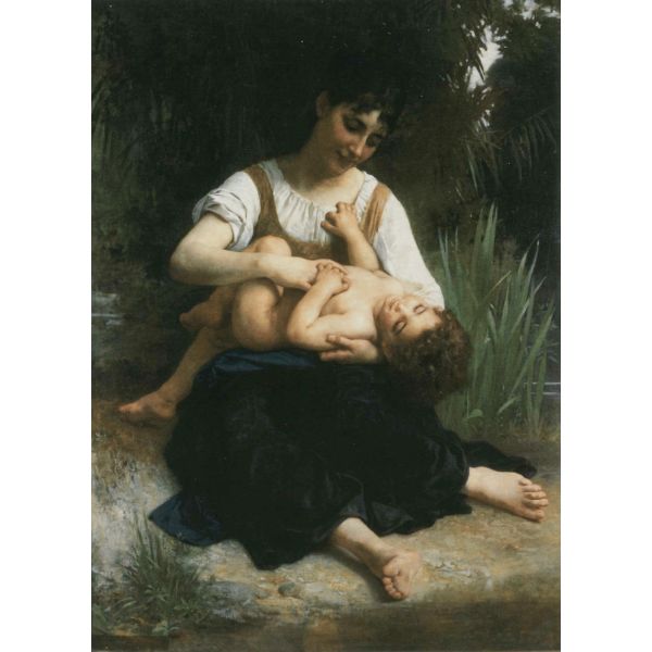 Les joies d'une mère (jeune fille chatouillant un enfant ) (The Joys of Motherhood (Girl Tickling a Child))