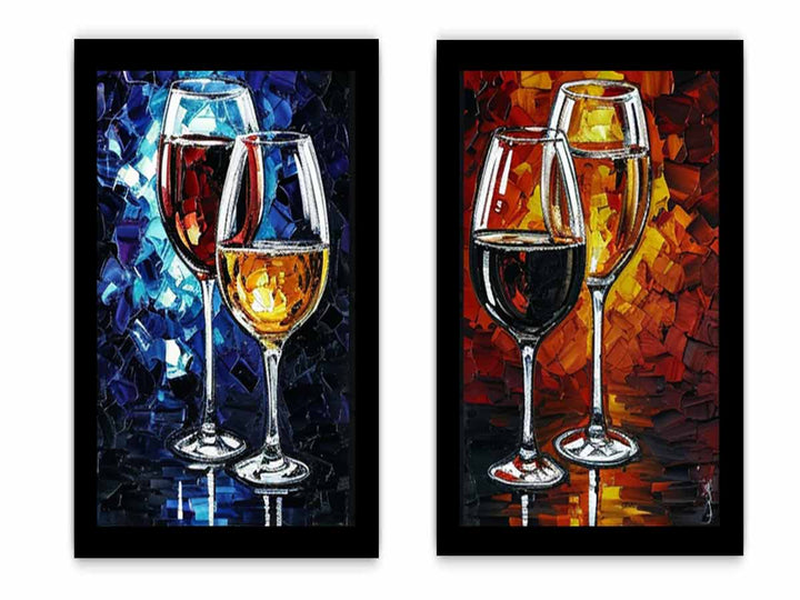 2 Panel Wine Galss  Art  Painting