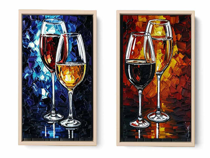 2 Panel Wine Galss  Art  Painting