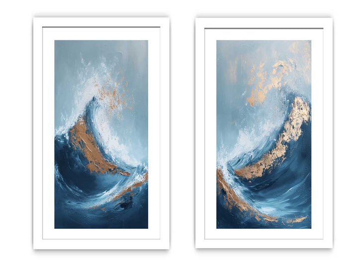 2 piece wave abstract wall art