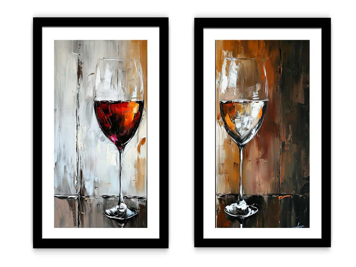 Red and White wine framed art