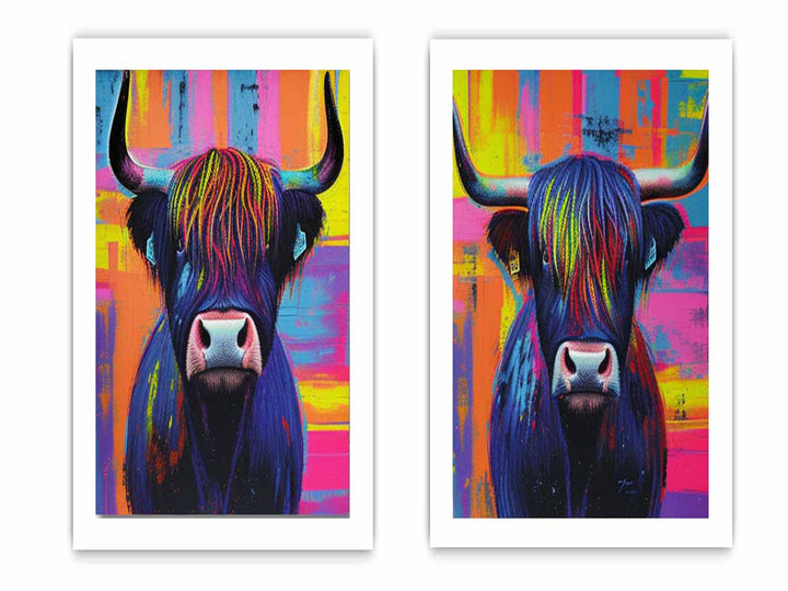 Highland cow Wall Art Set