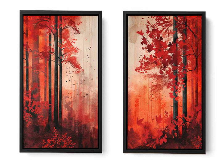 Red Forest Panel Art