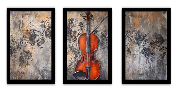 3 Panel Violin Painting