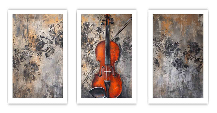 3 Panel Violin Painting