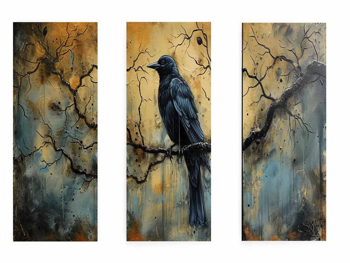 3 Panel Group Art  Bird Painting