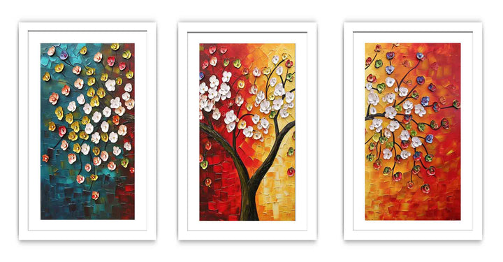 3 Panel Group Art  Flower  & Tree Painting