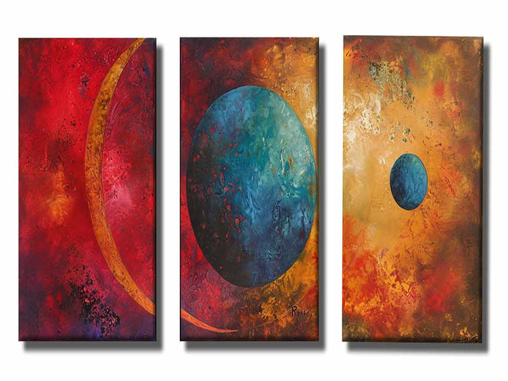 3 piece earth moon painting