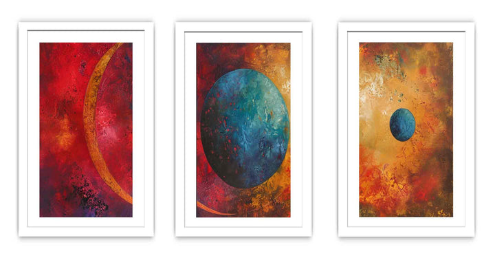3 piece earth moon painting