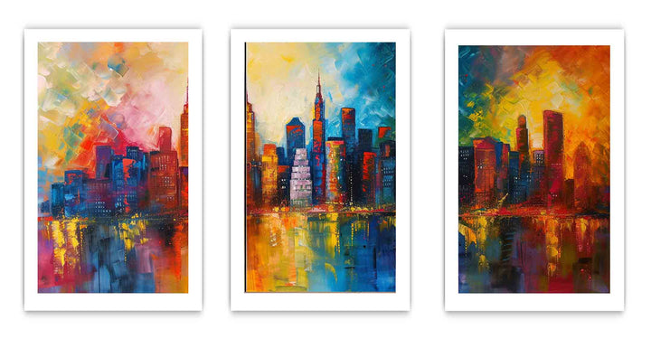 Skyline Painting - 3 Piece Set