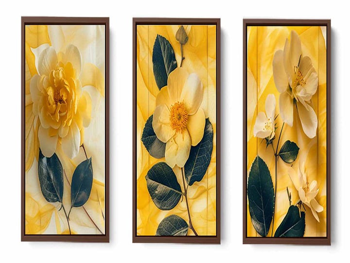 Botanical Yellow Flowers  - 3 Piece Set