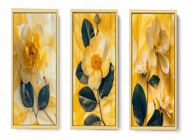 Botanical Yellow Flowers  - 3 Piece Set