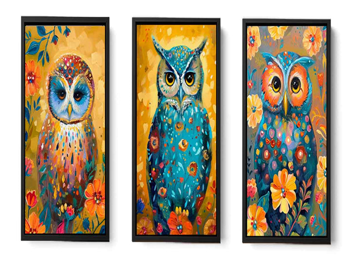 Owl  3 Piece  Art Set